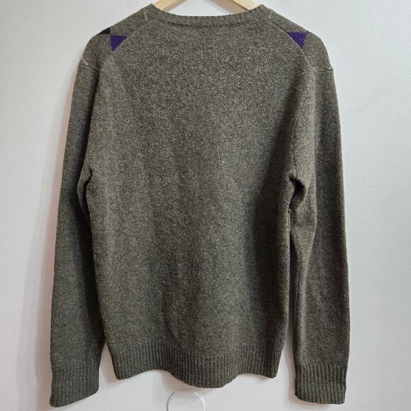 J.Crew Mens Argyle V-Neck Sweater M Lambswool Old Money Preppy Academia Classic - Picture 5 of 9